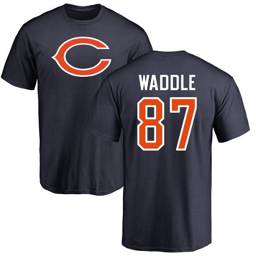 Chicago Bears Men Navy Blue Tom Waddle Name and Number Logo NFL Football 87 T Shirt